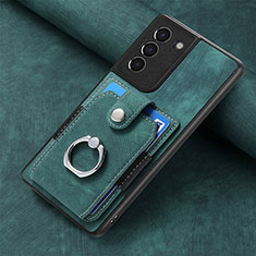 Silikon Hülle Handyhülle Gummi Schutzhülle Flexible Leder Tasche SD2 für Samsung Galaxy S21 FE 5G Grün