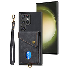 Silikon Hülle Handyhülle Gummi Schutzhülle Flexible Leder Tasche SD2 für Samsung Galaxy S23 Ultra 5G Schwarz