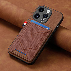 Silikon Hülle Handyhülle Gummi Schutzhülle Flexible Leder Tasche SD3 für Apple iPhone 13 Pro Max Braun