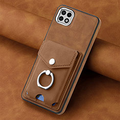 Silikon Hülle Handyhülle Gummi Schutzhülle Flexible Leder Tasche SD3 für Samsung Galaxy A22 5G Braun