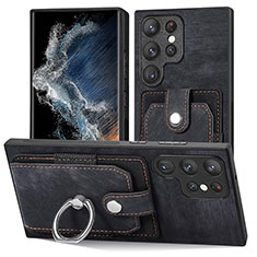 Silikon Hülle Handyhülle Gummi Schutzhülle Flexible Leder Tasche SD3 für Samsung Galaxy S22 Ultra 5G Schwarz