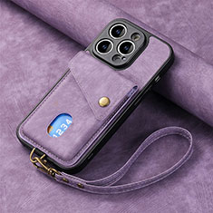 Silikon Hülle Handyhülle Gummi Schutzhülle Flexible Leder Tasche SD4 für Apple iPhone 13 Pro Max Helles Lila