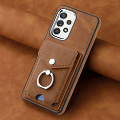 Silikon Hülle Handyhülle Gummi Schutzhülle Flexible Leder Tasche SD4 für Samsung Galaxy M32 5G Braun