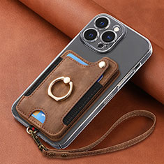Silikon Hülle Handyhülle Gummi Schutzhülle Flexible Leder Tasche SD5 für Apple iPhone 14 Pro Braun