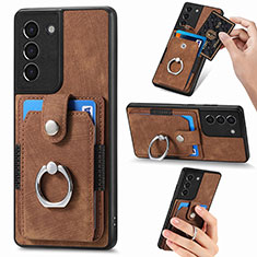 Silikon Hülle Handyhülle Gummi Schutzhülle Flexible Leder Tasche SD5 für Samsung Galaxy S21 FE 5G Braun