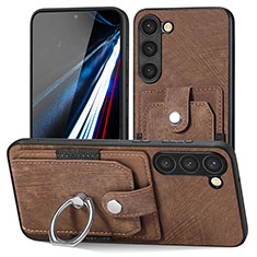 Silikon Hülle Handyhülle Gummi Schutzhülle Flexible Leder Tasche SD5 für Samsung Galaxy S23 5G Braun