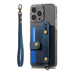 Silikon Hülle Handyhülle Gummi Schutzhülle Flexible Leder Tasche SD6 für Apple iPhone 14 Pro Max Blau