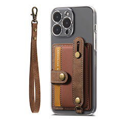 Silikon Hülle Handyhülle Gummi Schutzhülle Flexible Leder Tasche SD6 für Apple iPhone 14 Pro Max Braun