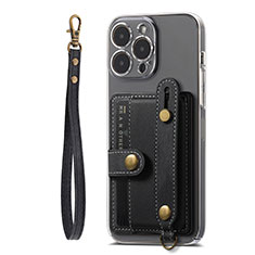 Silikon Hülle Handyhülle Gummi Schutzhülle Flexible Leder Tasche SD6 für Apple iPhone 14 Pro Max Schwarz