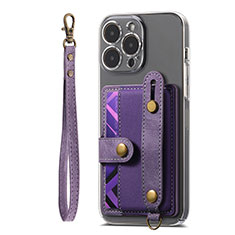Silikon Hülle Handyhülle Gummi Schutzhülle Flexible Leder Tasche SD6 für Apple iPhone 14 Pro Max Violett