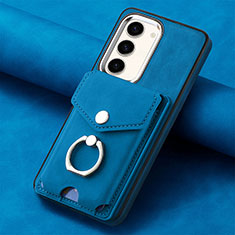 Silikon Hülle Handyhülle Gummi Schutzhülle Flexible Leder Tasche SD6 für Samsung Galaxy S22 Plus 5G Blau