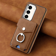 Silikon Hülle Handyhülle Gummi Schutzhülle Flexible Leder Tasche SD6 für Samsung Galaxy S23 5G Braun