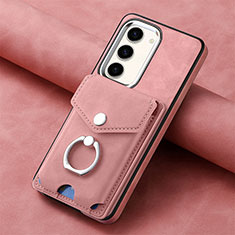 Silikon Hülle Handyhülle Gummi Schutzhülle Flexible Leder Tasche SD6 für Samsung Galaxy S23 5G Rosa
