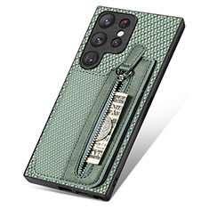 Silikon Hülle Handyhülle Gummi Schutzhülle Flexible Leder Tasche SD6 für Samsung Galaxy S23 Ultra 5G Grün