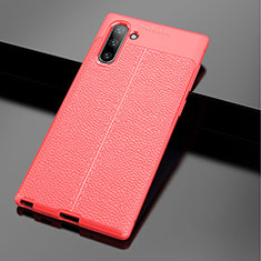 Silikon Hülle Handyhülle Gummi Schutzhülle Flexible Leder Tasche WL1 für Samsung Galaxy Note 10 5G Rot