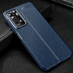 Silikon Hülle Handyhülle Gummi Schutzhülle Flexible Leder Tasche WL1 für Xiaomi Redmi Note 11 Pro 4G Blau