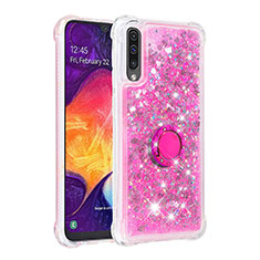 Silikon Hülle Handyhülle Gummi Schutzhülle Flexible Tasche Bling-Bling mit Fingerring Ständer S01 für Samsung Galaxy A30S Pink