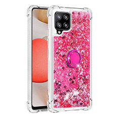 Silikon Hülle Handyhülle Gummi Schutzhülle Flexible Tasche Bling-Bling mit Fingerring Ständer S01 für Samsung Galaxy A42 5G Pink