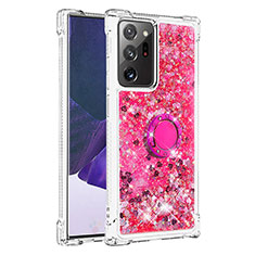 Silikon Hülle Handyhülle Gummi Schutzhülle Flexible Tasche Bling-Bling mit Fingerring Ständer S01 für Samsung Galaxy Note 20 Ultra 5G Pink