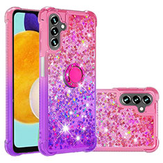 Silikon Hülle Handyhülle Gummi Schutzhülle Flexible Tasche Bling-Bling mit Fingerring Ständer S02 für Samsung Galaxy A13 5G Pink