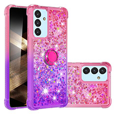 Silikon Hülle Handyhülle Gummi Schutzhülle Flexible Tasche Bling-Bling mit Fingerring Ständer S02 für Samsung Galaxy A15 5G Pink