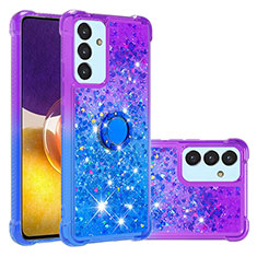 Silikon Hülle Handyhülle Gummi Schutzhülle Flexible Tasche Bling-Bling mit Fingerring Ständer S02 für Samsung Galaxy A25 5G Violett