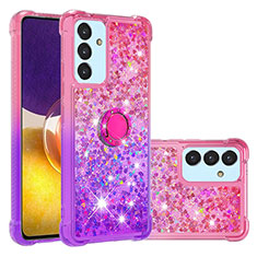 Silikon Hülle Handyhülle Gummi Schutzhülle Flexible Tasche Bling-Bling mit Fingerring Ständer S02 für Samsung Galaxy A82 5G Pink