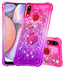 Silikon Hülle Handyhülle Gummi Schutzhülle Flexible Tasche Bling-Bling mit Fingerring Ständer S02 für Samsung Galaxy M01s Pink