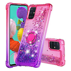 Silikon Hülle Handyhülle Gummi Schutzhülle Flexible Tasche Bling-Bling mit Fingerring Ständer S02 für Samsung Galaxy M40S Pink