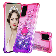 Silikon Hülle Handyhülle Gummi Schutzhülle Flexible Tasche Bling-Bling mit Fingerring Ständer S02 für Samsung Galaxy S20 5G Pink
