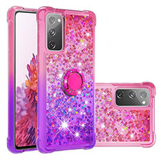 Silikon Hülle Handyhülle Gummi Schutzhülle Flexible Tasche Bling-Bling mit Fingerring Ständer S02 für Samsung Galaxy S20 FE (2022) 5G Pink
