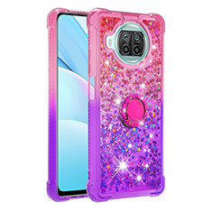 Silikon Hülle Handyhülle Gummi Schutzhülle Flexible Tasche Bling-Bling mit Fingerring Ständer S02 für Xiaomi Mi 10T Lite 5G Pink