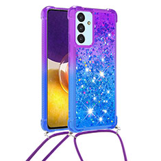 Silikon Hülle Handyhülle Gummi Schutzhülle Flexible Tasche Bling-Bling mit Schlüsselband Lanyard S01 für Samsung Galaxy Quantum2 5G Violett