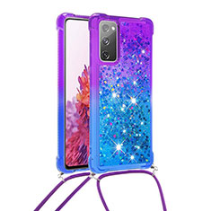 Silikon Hülle Handyhülle Gummi Schutzhülle Flexible Tasche Bling-Bling mit Schlüsselband Lanyard S01 für Samsung Galaxy S20 FE 5G Violett