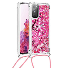 Silikon Hülle Handyhülle Gummi Schutzhülle Flexible Tasche Bling-Bling mit Schlüsselband Lanyard S02 für Samsung Galaxy S20 FE (2022) 5G Pink