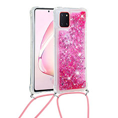 Silikon Hülle Handyhülle Gummi Schutzhülle Flexible Tasche Bling-Bling mit Schlüsselband Lanyard S03 für Samsung Galaxy M60s Pink