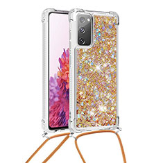Silikon Hülle Handyhülle Gummi Schutzhülle Flexible Tasche Bling-Bling mit Schlüsselband Lanyard S03 für Samsung Galaxy S20 Lite 5G Gold