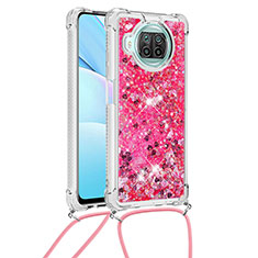 Silikon Hülle Handyhülle Gummi Schutzhülle Flexible Tasche Bling-Bling mit Schlüsselband Lanyard S03 für Xiaomi Mi 10i 5G Pink