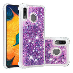 Silikon Hülle Handyhülle Gummi Schutzhülle Flexible Tasche Bling-Bling S01 für Samsung Galaxy A20 Violett