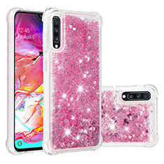 Silikon Hülle Handyhülle Gummi Schutzhülle Flexible Tasche Bling-Bling S01 für Samsung Galaxy A70 Pink