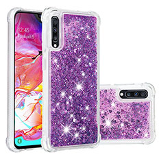 Silikon Hülle Handyhülle Gummi Schutzhülle Flexible Tasche Bling-Bling S01 für Samsung Galaxy A70 Violett
