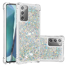 Silikon Hülle Handyhülle Gummi Schutzhülle Flexible Tasche Bling-Bling S01 für Samsung Galaxy Note 20 5G Silber