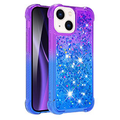 Silikon Hülle Handyhülle Gummi Schutzhülle Flexible Tasche Bling-Bling S02 für Apple iPhone 15 Plus Violett