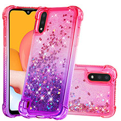 Silikon Hülle Handyhülle Gummi Schutzhülle Flexible Tasche Bling-Bling S02 für Samsung Galaxy A01 SM-A015 Pink