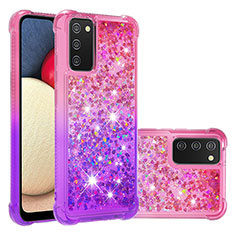 Silikon Hülle Handyhülle Gummi Schutzhülle Flexible Tasche Bling-Bling S02 für Samsung Galaxy A02s Pink