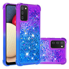 Silikon Hülle Handyhülle Gummi Schutzhülle Flexible Tasche Bling-Bling S02 für Samsung Galaxy A02s Violett