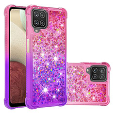 Silikon Hülle Handyhülle Gummi Schutzhülle Flexible Tasche Bling-Bling S02 für Samsung Galaxy A12 Pink