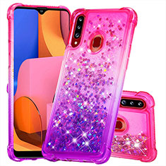 Silikon Hülle Handyhülle Gummi Schutzhülle Flexible Tasche Bling-Bling S02 für Samsung Galaxy A20s Pink