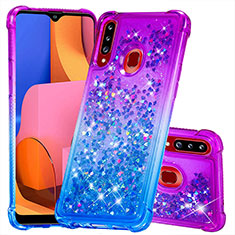 Silikon Hülle Handyhülle Gummi Schutzhülle Flexible Tasche Bling-Bling S02 für Samsung Galaxy A20s Violett
