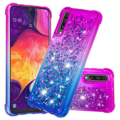 Silikon Hülle Handyhülle Gummi Schutzhülle Flexible Tasche Bling-Bling S02 für Samsung Galaxy A30S Violett